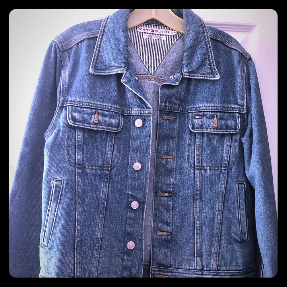 TOMMY HILFIlGER WOMENS VINTAGE JEAN JACKET LARGE EXCELLENT CONDITION